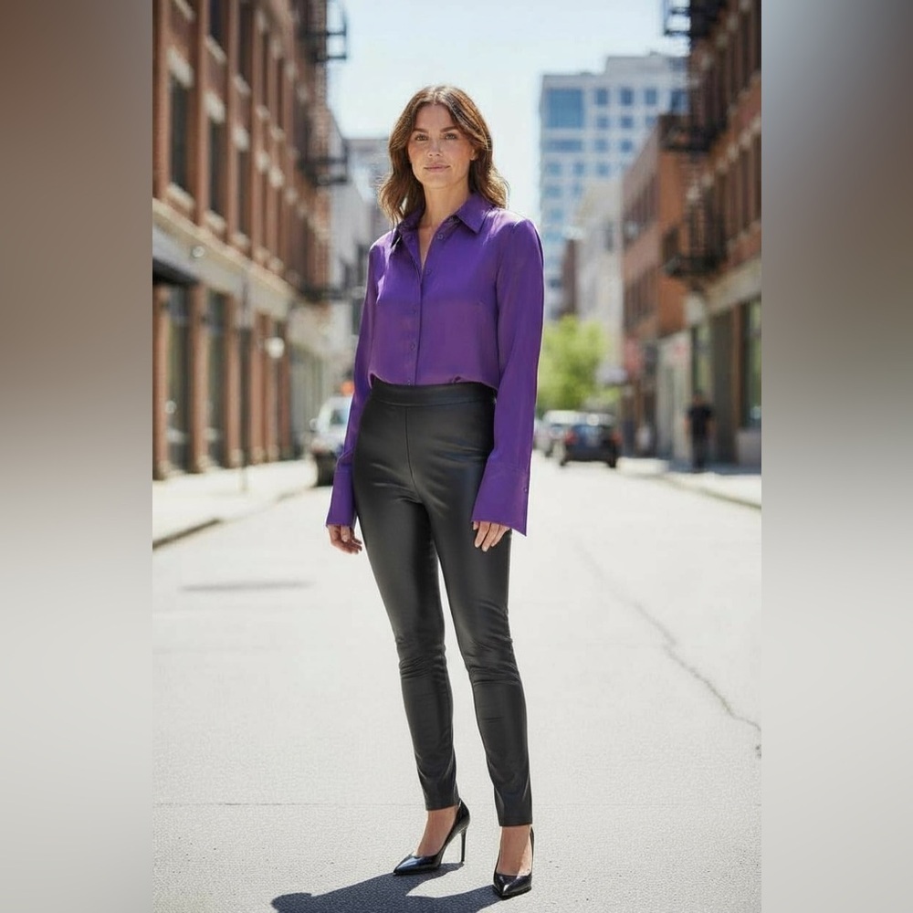 Ralph Lauren purple long-sleeved dress shirt for women. Black label…  
